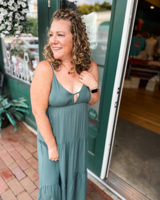 a tiered midi lightweight strappy dress