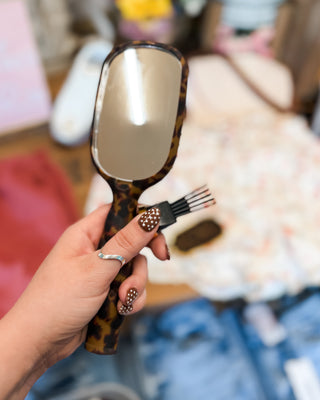 Teleties detangling hairbrush for fine hair with mirror