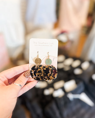 a multi color sandstone style earring with double round drop 