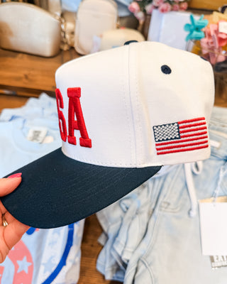 Embroidred USA hat with embroidered flag