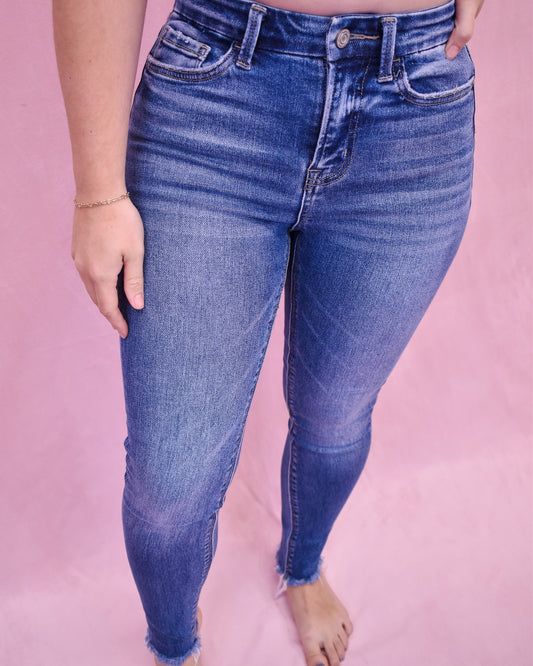 Vervet High Rise Uneven Raw Hem Skinny