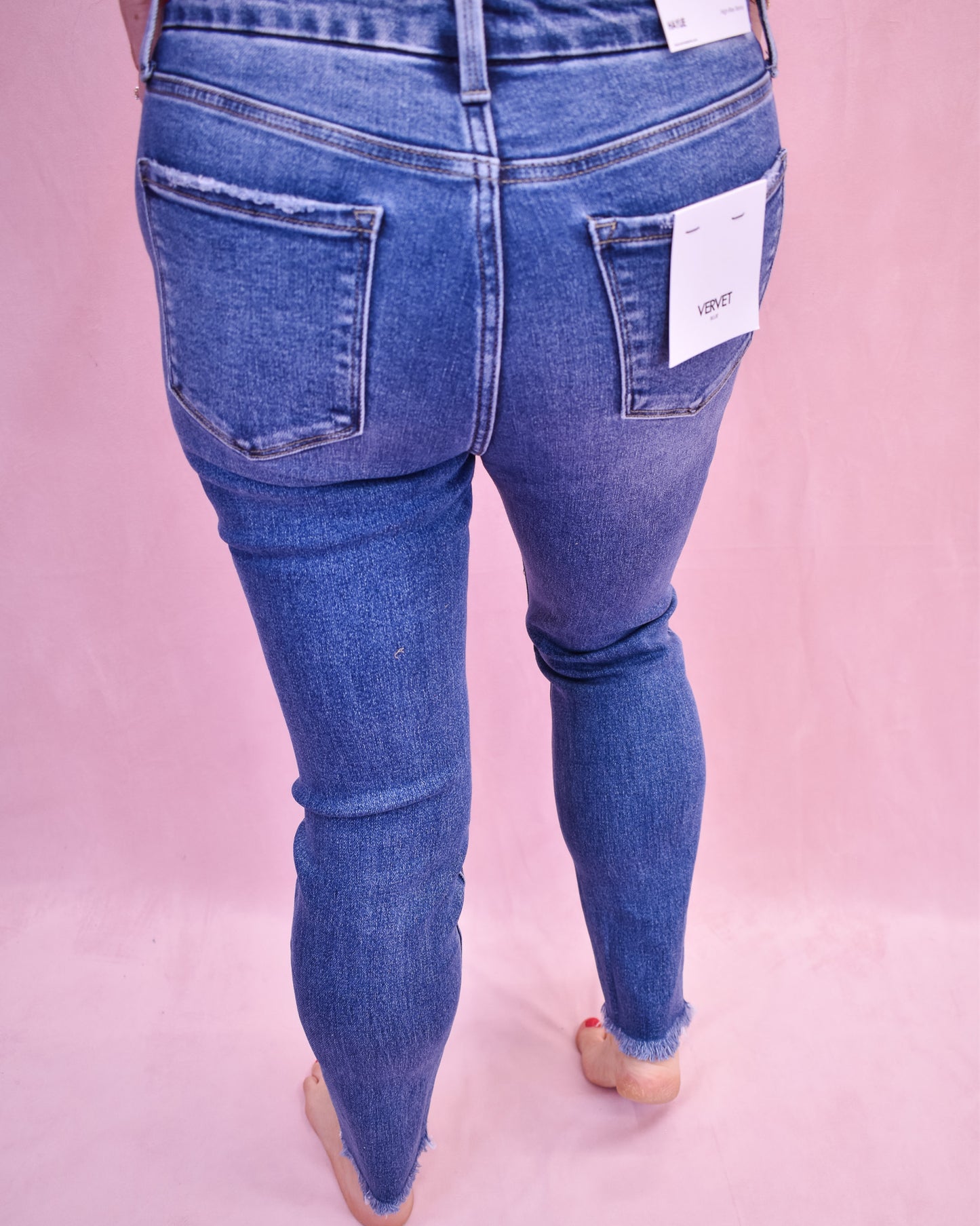 Vervet High Rise Uneven Raw Hem Skinny
