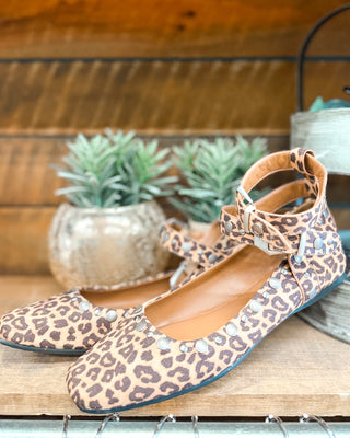 Walk on the Wild Side Studded Ankle Strap Flats