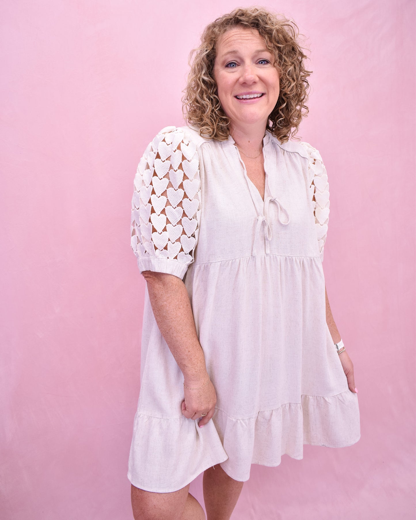 Whispered Charm Linen Mini Dress