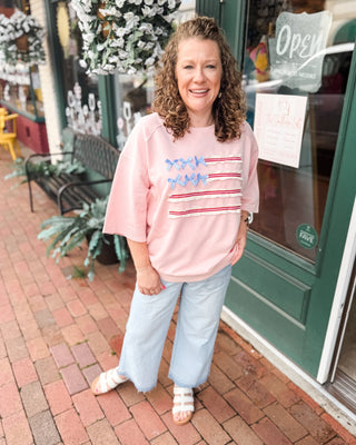 Americana Charm Lace & Bow Flag Top - The Southern Loft