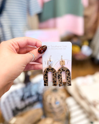 Animal Print Leather Arch Earrings - The Southern Loft