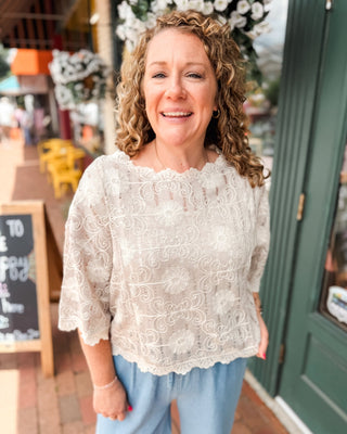 Bloom & Lace Floral Embroidered Knit Top - The Southern Loft