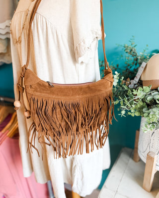 Boho Breeze Suede Fringe Crossbody Bag - The Southern Loft