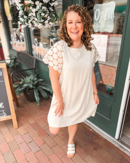 Call Me Yours Textured Lace Sleeve Dress - The Southern Loft