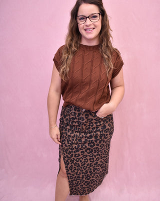 Candid Take Leopard Print Denim Midi Skirt - The Southern Loft