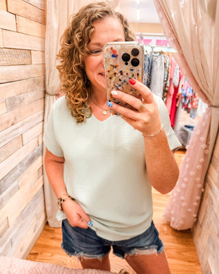 Carefree Charm V-Neck Lightweight Matte Top - The Southern Loft