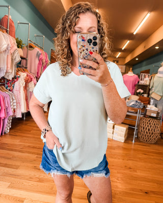 Carefree Charm V-Neck Lightweight Matte Top - The Southern Loft