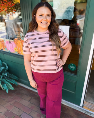 Coffee Run Cutie Striped Boxy Tee - The Southern Loft