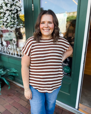 Crisp Morning Textured Striped Short Sleeve Top - The Southern Loft