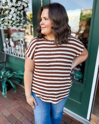 Crisp Morning Textured Striped Short Sleeve Top - The Southern Loft