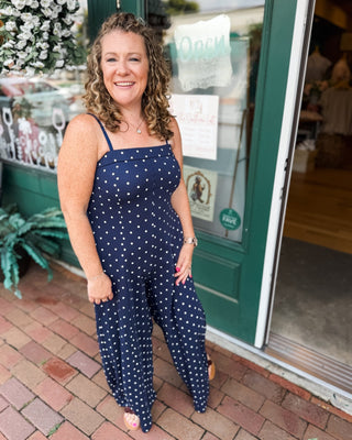 Dot the Occasion Wide Leg Jumpsuit - The Southern Loft