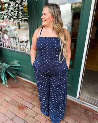 Dot the Occasion Wide Leg Jumpsuit - The Southern Loft