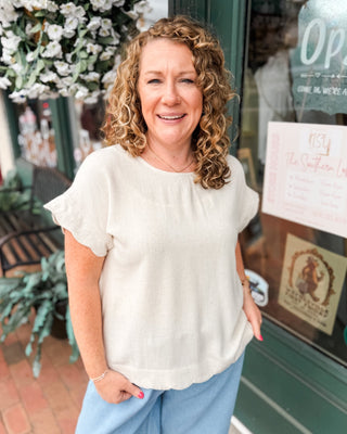 Easy Breezy Scallop Hem Linen Top - The Southern Loft