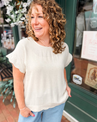 Easy Breezy Scallop Hem Linen Top - The Southern Loft