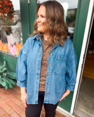 Easy Does It Three Quarter Sleeve Denim Button Down Shirt - The Southern Loft