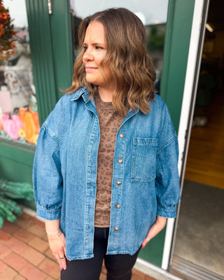 Easy Does It Three Quarter Sleeve Denim Button Down Shirt - The Southern Loft
