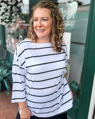 Easy Living Comfort Striped Boat Neck Slub Top - The Southern Loft