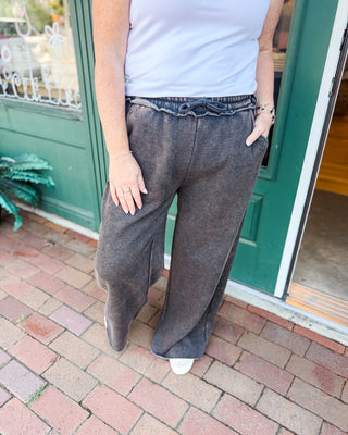 Effortless Comfort Acid Wash Palazzo Pants - The Southern Loft