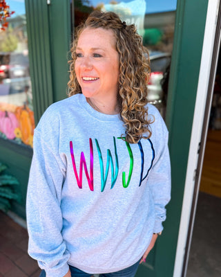 Everyday Faith WWJD Foil Letter Graphic Pullover - The Southern Loft