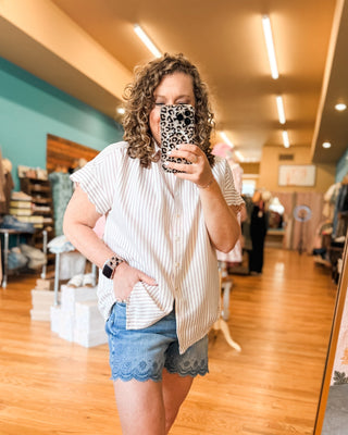 First Impression Striped Button Down Top - The Southern Loft