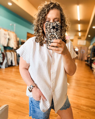 First Impression Striped Button Down Top - The Southern Loft