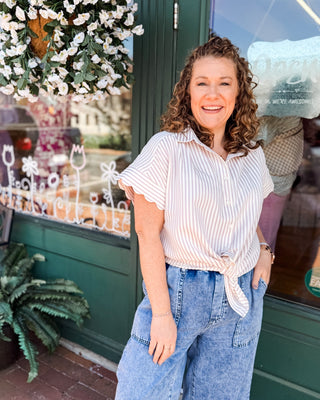First Impression Striped Button Down Top - The Southern Loft