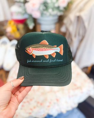 Fish Around + Find Trout Mesh Trucker Hat - The Southern Loft