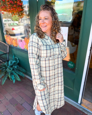 Front Porch Season Plaid Midi Shirt Dress - The Southern Loft