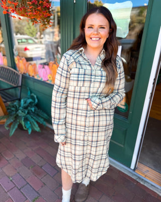 Front Porch Season Plaid Midi Shirt Dress - The Southern Loft