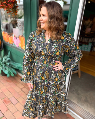 Gathered in Grace Floral Smocked Waist Midi Dress - The Southern Loft