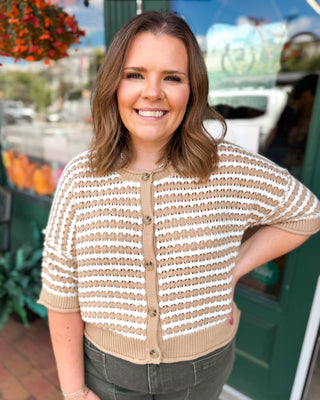 Golden Hour Short Sleeve Crochet Knit Cardigan - The Southern Loft
