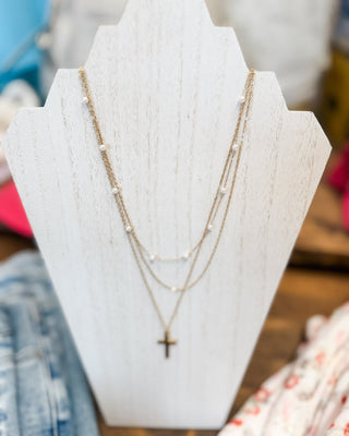Grace & Pearl Stainless Steel Layered Cross Necklace - The Southern Loft
