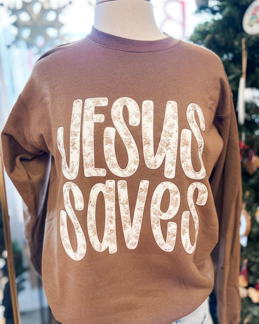 Jesus Saves Crew Neck Pullover - The Southern Loft