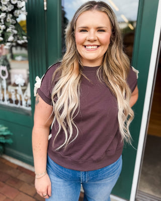 Lace It Easy Short Sleeve Sweatshirt - The Southern Loft