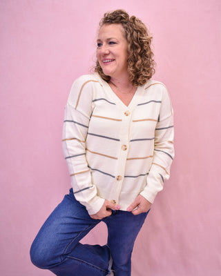 Latte Sippin' Striped Cardigan - The Southern Loft