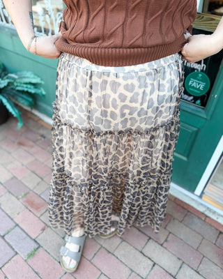 Leopard Luxe Tulle Midi Skirt - The Southern Loft
