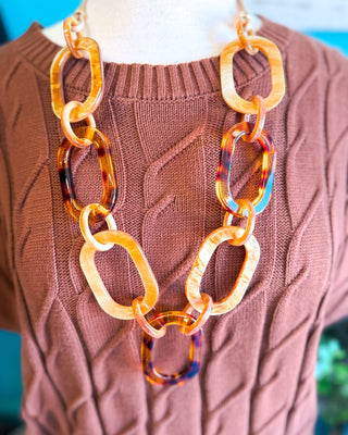 Linked in Style Oval Cord Long Statement Necklace - The Southern Loft