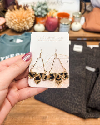 Linked Leopard Print Drop Earrings - The Southern Loft