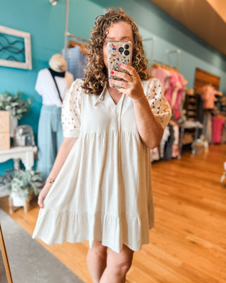 Love Line Crochet Sleeve Dress - The Southern Loft
