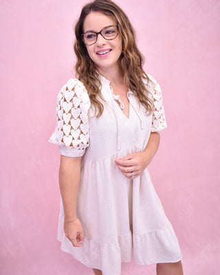 Love Line Crochet Sleeve Dress - The Southern Loft
