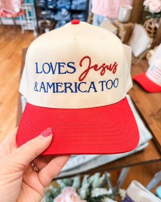 Loves Jesus + America Too Canvas Hat - The Southern Loft