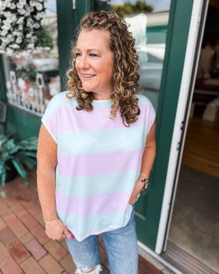 Mint To Be Striped French Terry Top - The Southern Loft