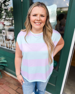 Mint To Be Striped French Terry Top - The Southern Loft