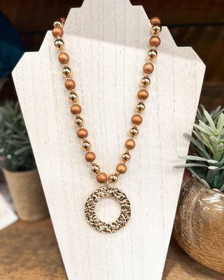 Natural Connection Circle Wood & CCB Ball Necklace - The Southern Loft