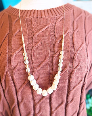 Naturally Grounded Long Wood Ball Beaded Necklace - The Southern Loft